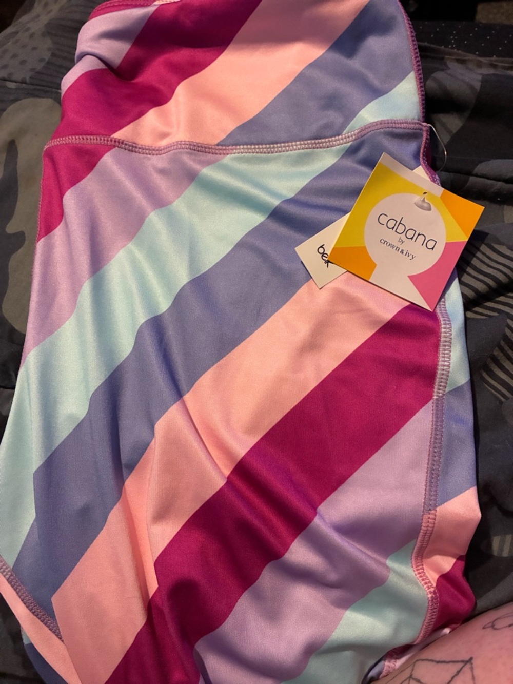 belk Striped Swimwear in Pastel Pink, Lavender, Mint, Fuchsia